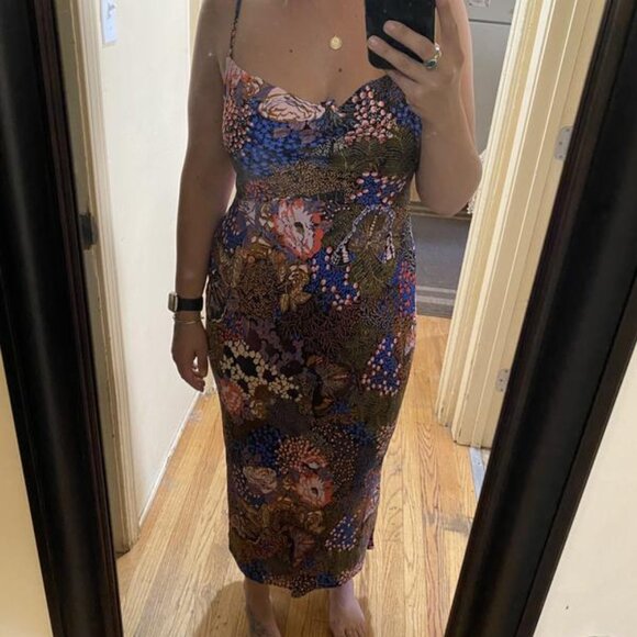 Anthropologie Elyse Luxe Bias Cut Slip Dress Multi Floral Silky ✨ 💃🏻 Medium - Picture 6 of 10